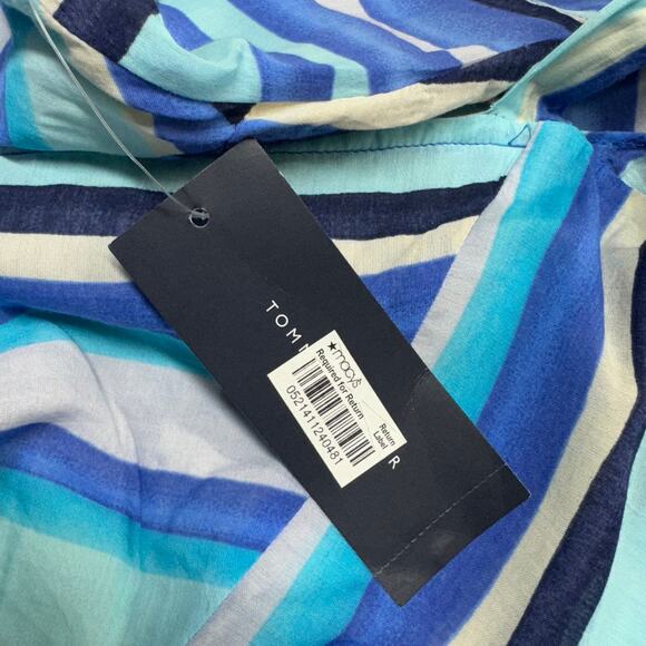 Tommy Hilfiger Gorgeous Blue Striped Wrap Shift Nautical Sundress Women Large - Picture 10 of 11